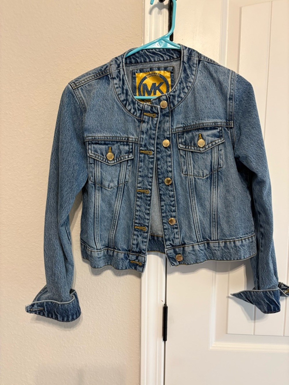 Michael Kors Girls' Light Blue Denim Jacket with Gold-Tone Buttons